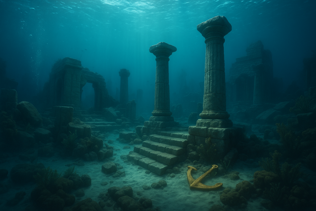 Ancient underwater ruins believed to be remnants of the lost city of Dwarka