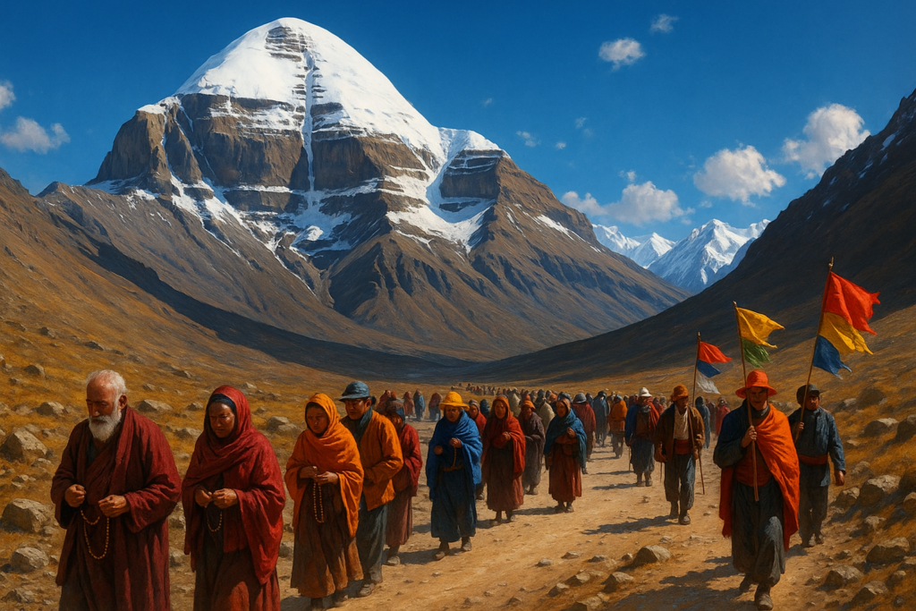 Kailash Pilgrimage – Devotees Circumambulating the Sacred Mountain