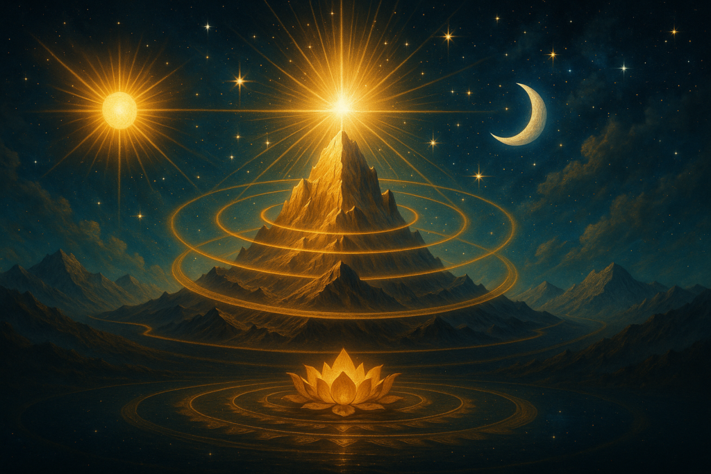 Mount Meru as Cosmic Axis with Celestial Orbits – Hindu Mythology