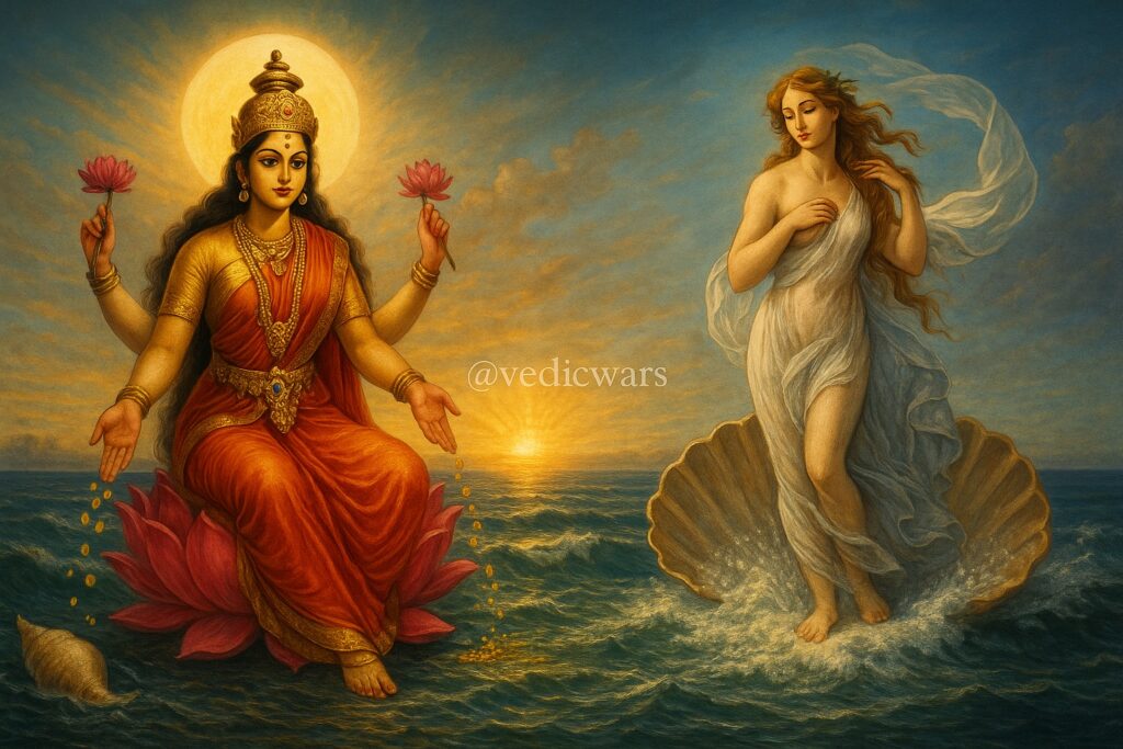 Hindu Gods vs Greek Deities — Lakshmi and Aphrodite born from the sea