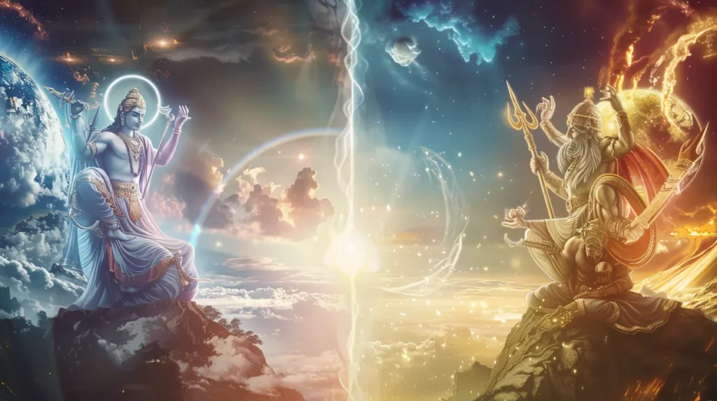 Pantheons and Cosmic Order — Hindu Trimurti and Norse triad united across a cosmic horizon