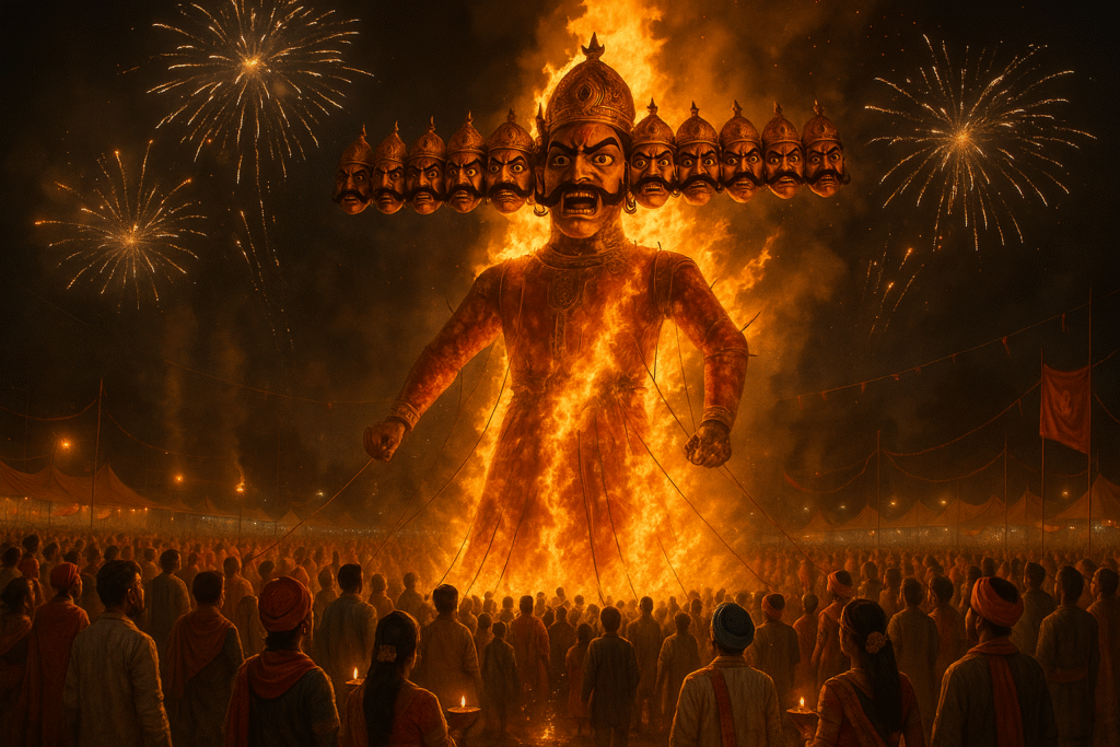 Ravana’s Ten Heads - Dussehra effigy burnin