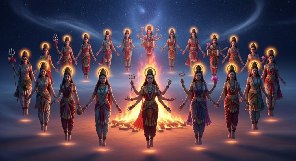 The 64 Yoginis sacred goddess circle