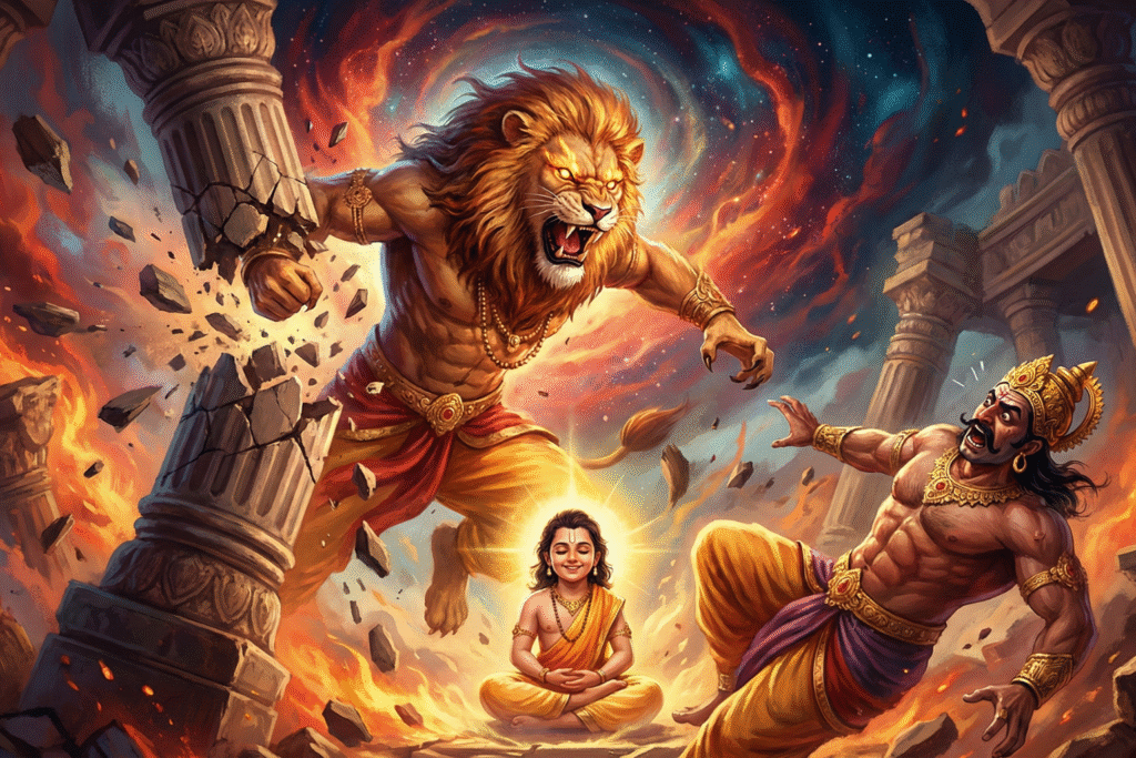 Redeemed demons – Narasimha protects the devotee Prahlada